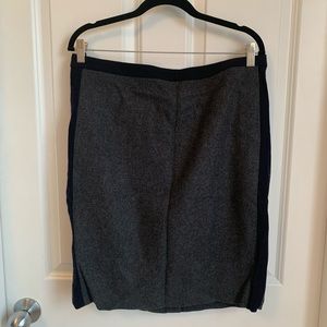 J Crew Factory Grey Wool Pencil Skirt with Navy Detail Size 12 NWT